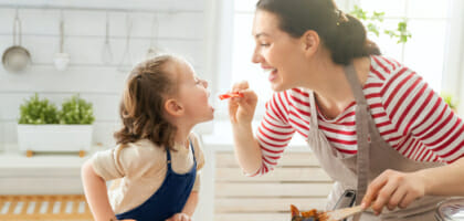 Photo of mother and child in the kitchen